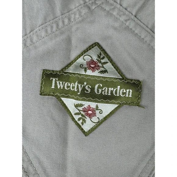 Vintage 1999 Warner Bros Tweety Bird Overalls Tan Wide Leg Carpenter Womens S - Picture 4 of 14